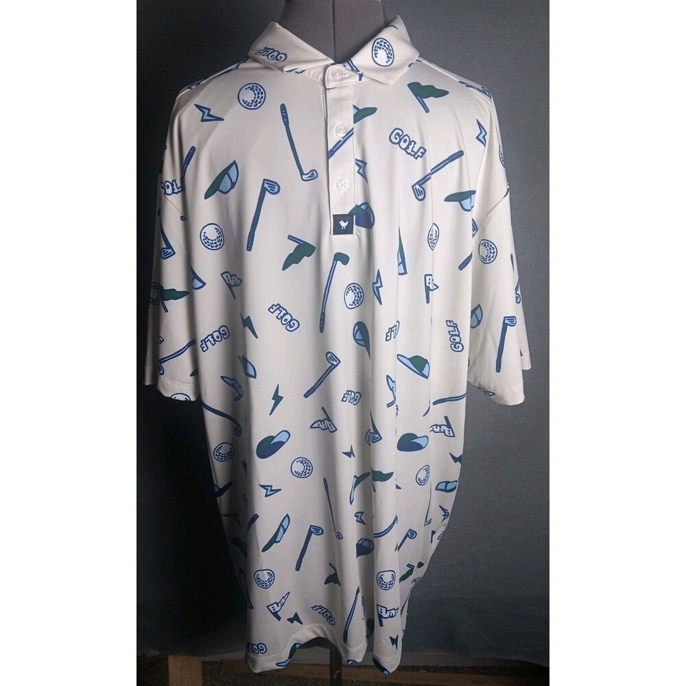 Bad Birdie Men's XXL Performance Polo- All Over Print - Golf Casual- EUC - Picture 4 of 13